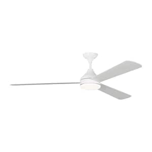 Streaming Smart 60 in. LED Indoor/Outdoor Matte White Ceiling Fan with Remote Control and Reversible Motor