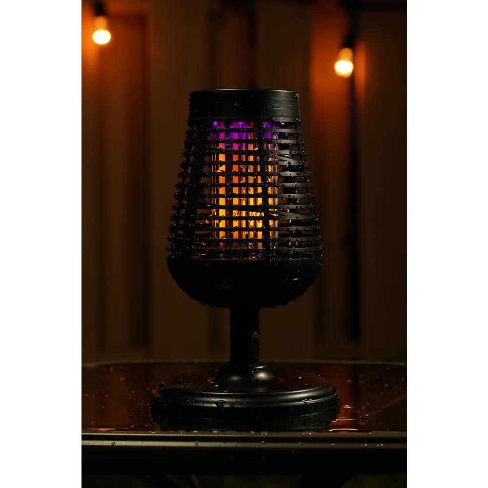 Black Solar Powered Outdoor Insect Killer Torch with LED Flame