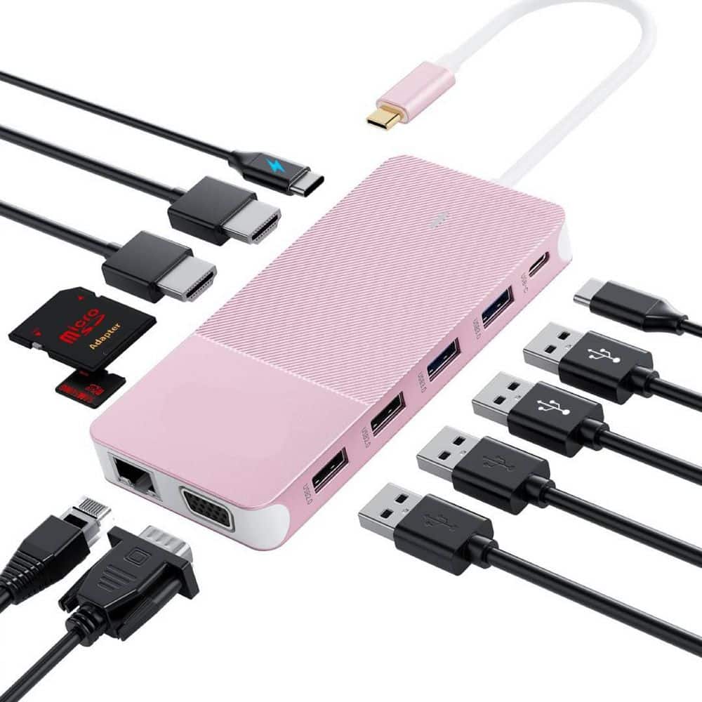 USB C Laptop Docking Station for 3 Monitors Max-12 in 1 USB C Hub with 2 HDMI +1 VGA +10Gbps USB C, USB*6,100W price history on PriceWatchPro