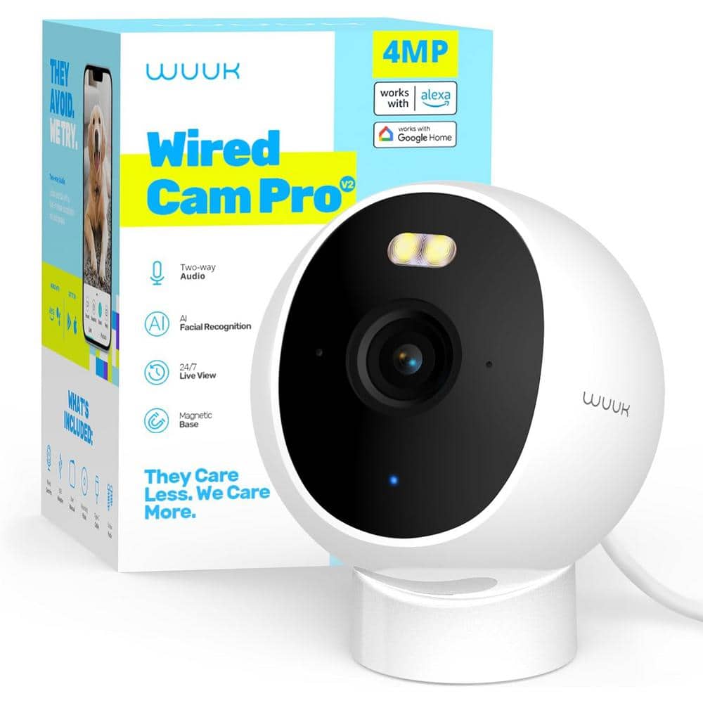 WUUK 4MP Wired Smart Indoor Spotlight Security Camera with Color Night