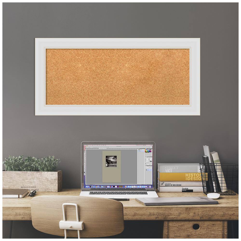 Natural Cork Board with Soft White Frame, 37.48" x 19.9"