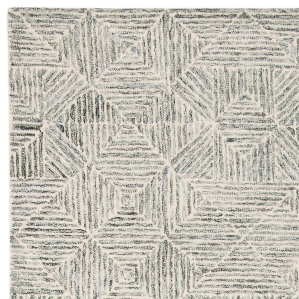 Handmade Light Green Wool and Viscose Geometric Area Rug