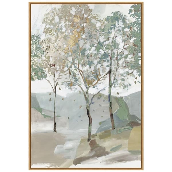"Breezy Landscape Trees II" by Allison Pearce 1-Piece Floater Frame Canvas Transfer Nature Art Print 33 in. x 23 in.