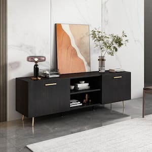 69 in. W Coffee Brown Wood Accent Storage Cabinet Sideboard Cupboard