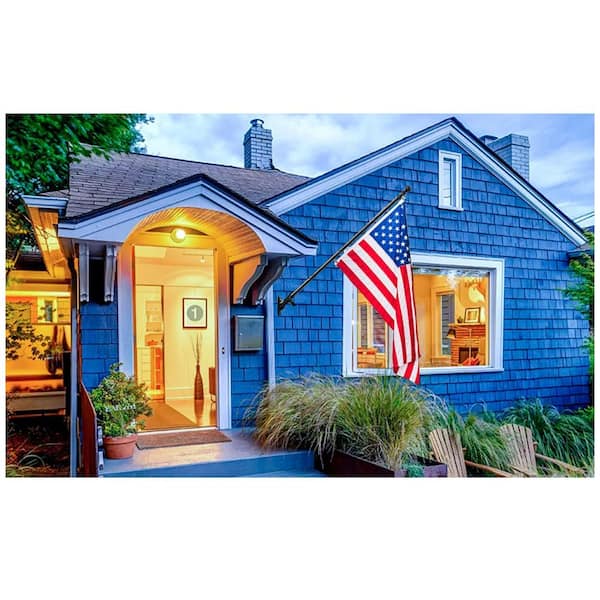 Premium 5 ft. Tangle-Free Outdoor House Flag Pole Kit with Holder Bracket for Porch And Garage-Black