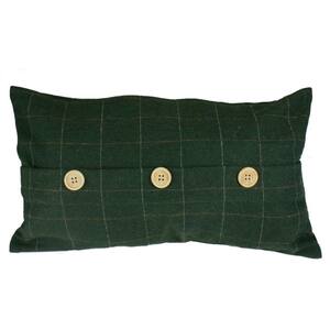 20 in. Green and Beige Rectangular Velvet Throw Cushion With Buttons