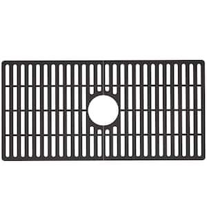 30 in. x 15 in. Silicone Bottom Grid for 33 in. Single Bowl Kitchen Sink in Black