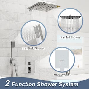 2-Spray Patterns 12 in. Dual Shower Heads Wall Mount Fixed and Handheld Shower Head in Chrome(Valve Included)