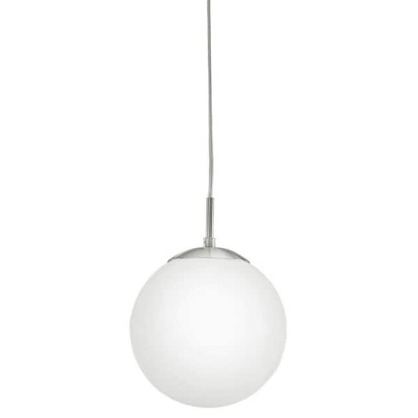 Eglo Rondo 7.87 in. W x 59 in. H 1-Light Matte Nickel Pendant Light with Frosted Opal Glass