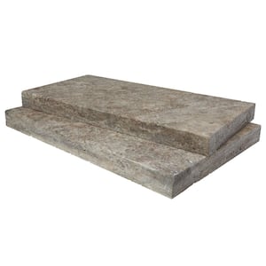 Silver Travertine 2 in. x 24 in. x 24 in. Gray Pool Coping (10 Pieces/26.7 sq. ft./Pallet)