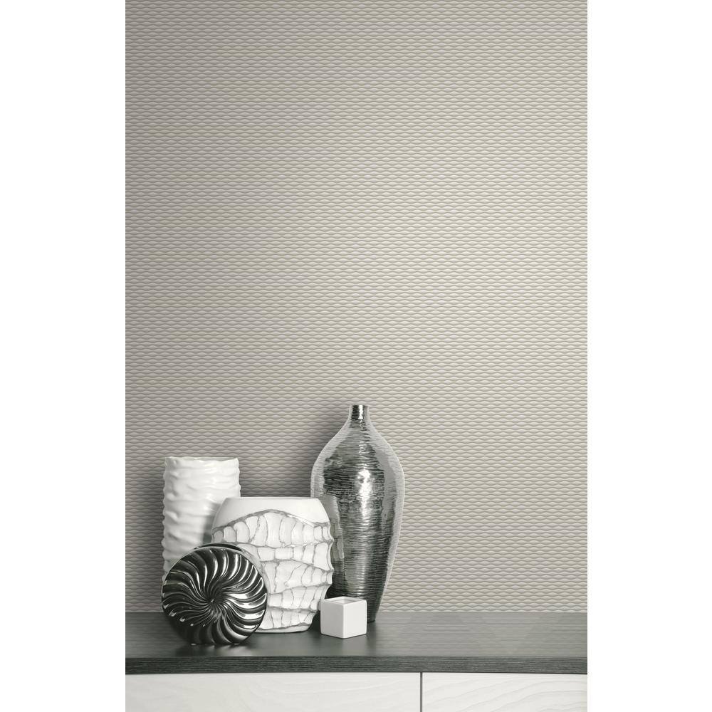 Beige 3D Geometric Non-Woven Removable Wallpaper