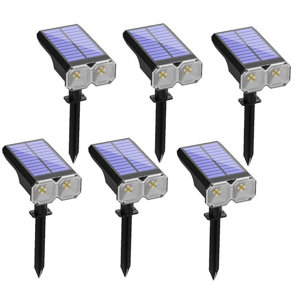 100-Lumen with Multiple Lighting Modes,Wall/Ground-Stake Installation,Matte Black Waterproof Solar LED Path Light,6-Pack