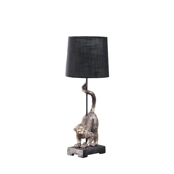 ORE International 24 in. Wildlife Old World Antique Bronze Capuchin Monkey Polyresin Table Lamp