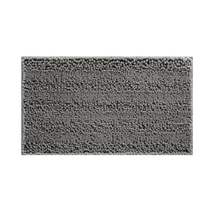 Non-Slip Astor Chenille 17 in. x 24 in. Gray Polyester Rectangle Bath Mat