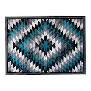 Turquoise 5 ft. x 7 ft. Rectangle Native American Area Rug