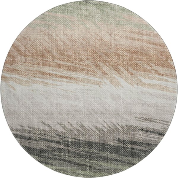 Mayfield Premium Machine Washable Abstract AMF2272 Fern 8 ft. x 8 ft. Round Rug