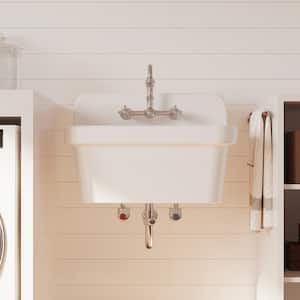 Mason 10 Gallon 20 in. D x 24 in. W Wall Mount Laundry/Utility Sink in Crisp White with Basket Strainer