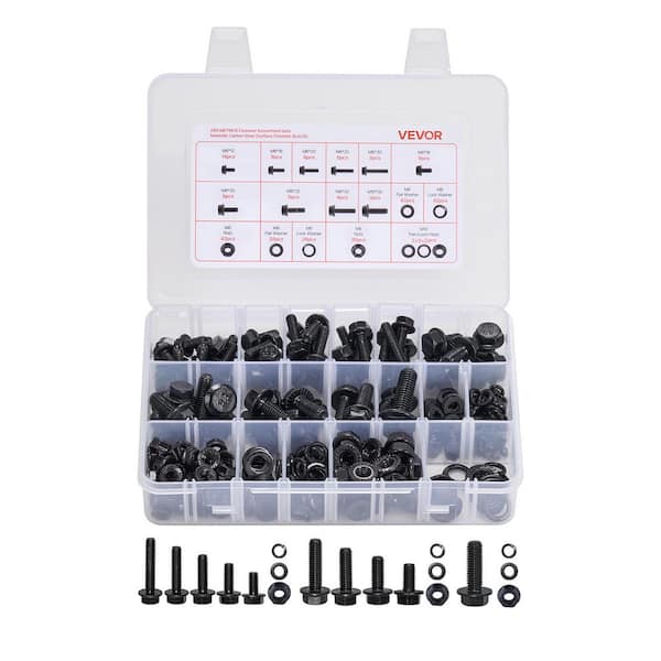 280 Pcs Bolts and Nuts Assortment Kit, Metric Machine Screws and Flat Washers, Alloy Steel M6/M8/M10 Multiple Size