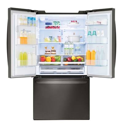 27.9 cu. ft. French Door Smart Refrigerator with Glide N' Serve and Wi-Fi Enabled in PrintProof Black Stainless Steel