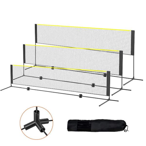 Badminton Net, Height Adjustable Volleyball Net, 14 ft. Wide Foldable Pickleball Net, Portable Easy Setup Tennis Net Set