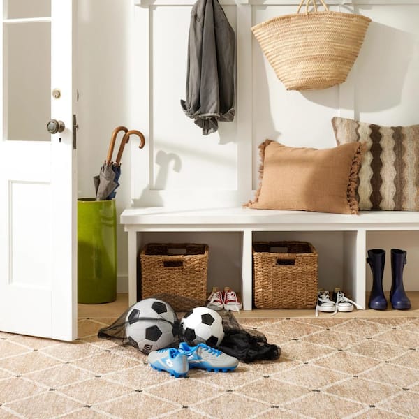 DASH & ALBERT Kali Machine Washable Natural 2.6 ft. x 8 ft. Indoor