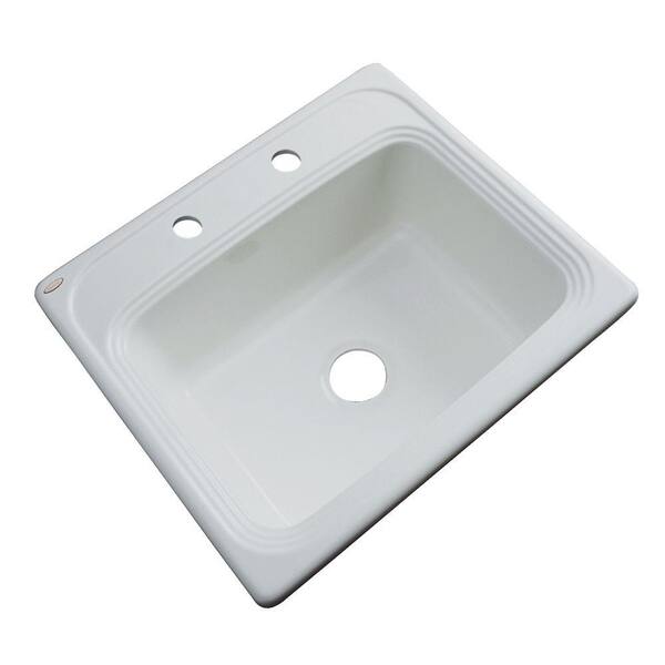 Thermocast Wellington Drop-in Acrylic 25x22x9 in. 2-Hole Single Bowl Kitchen Sink in Sterling Silver