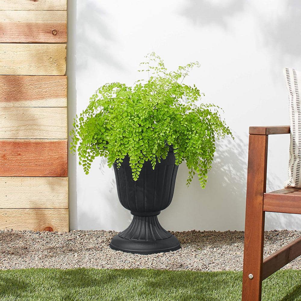 Medium Black Plastic Traditional Urn Planter