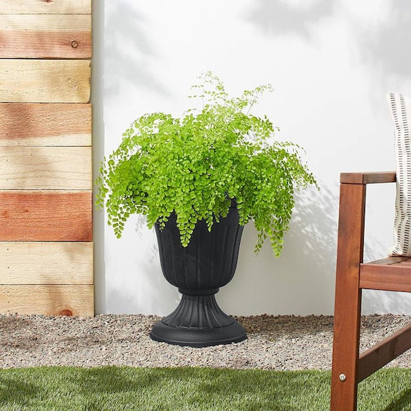 Traditional 13 in. x 15 in. Black Plastic Urn