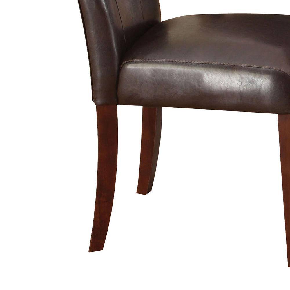 Set of 2 Brown Faux Leather Parsons Dining Chairs
