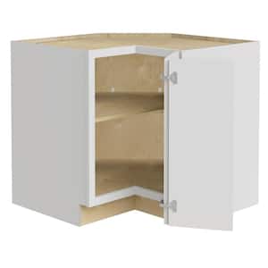 Grayson Pacific White Painted Plywood Shaker Assembled Corner Kitchen Cabinet Soft Close R 36 in W x 24 in D x 34.5 in H