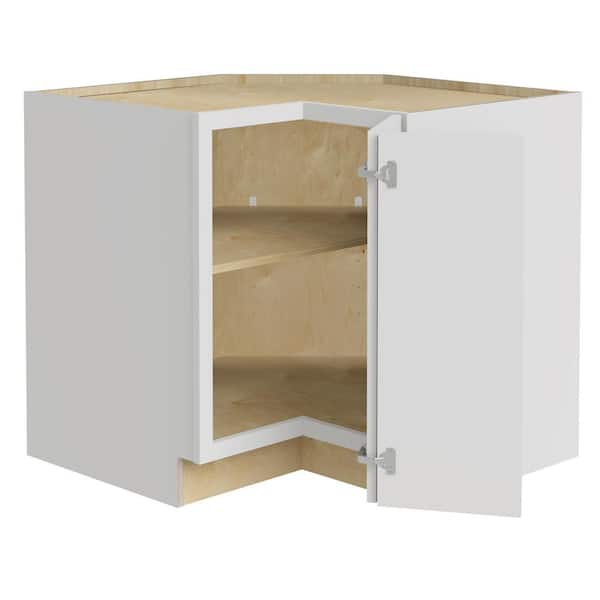 Home Decorators Collection Grayson 36 in. W x 24 in. D x 34.5 in. H Assembled Plywood Corner Easy Reach Base Kitchen Cabinet in Pacific White RH