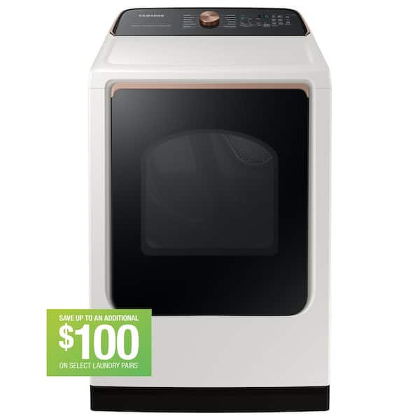 Samsung 7.4 cu. ft. Smart High-Efficiency Vented Electric Dryer with Steam Sanitize+ in Ivory