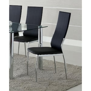 Oaklie Contemporary Black and Chrome Faux Leather Upholstered Dining Chair (Set of 2)