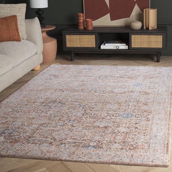 Scarlett 9 ft. x 12 ft. Brown/Ivory Distressed Oriental Area Rug