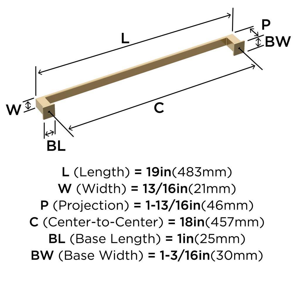 Champagne Bronze 19" Modern Appliance Pull with Mounting Hardware