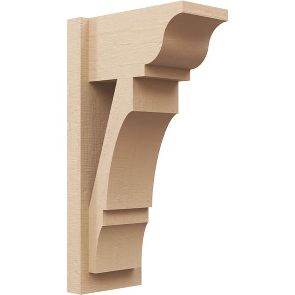 Ekena Millwork 8 in. x 26 in. x 14 in. Balboa Traditional Rough Cedar Woodgrain Timberthane Polyurethane Outlooker, Primed Tan