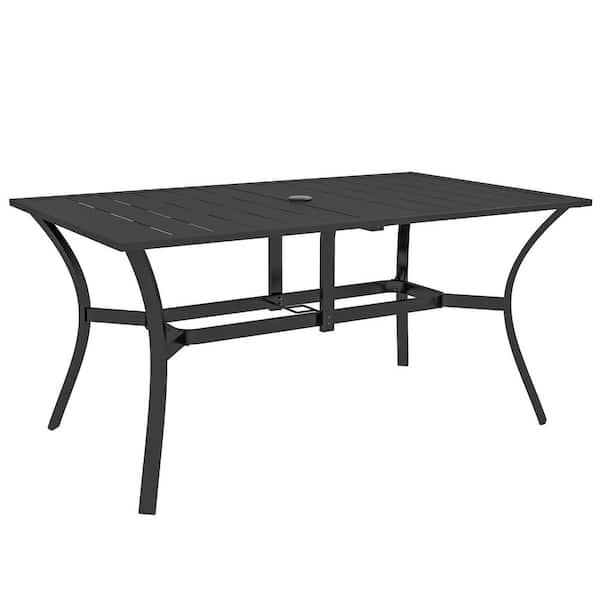 Outsunny 59 in. L x 35.5 in. W x 28.75 in. H Black Dining Table Fit Up To 6-People