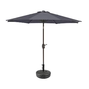 Peyton 9 ft. Market Patio Umbrella in Gray with Bronze Round Base