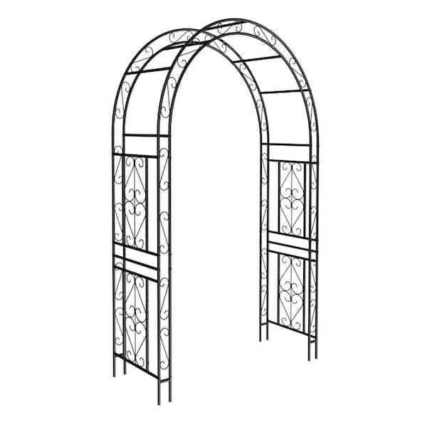 90.55 in. Black Metal Outdoor Garden Arch Trellis Climbing Plants Support Rose Arch