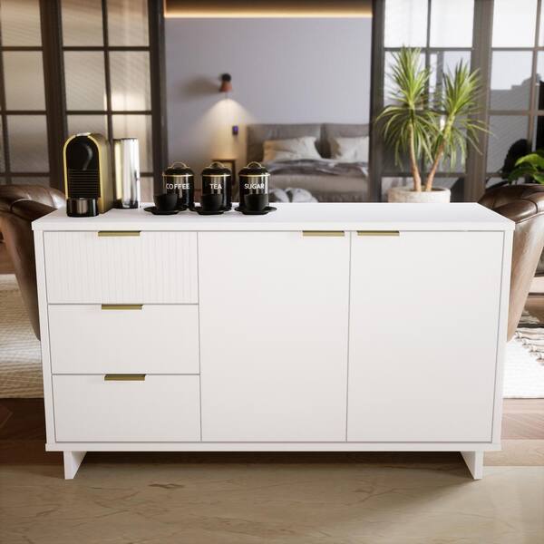 Mondawe Contemporary/Modern White Wood Curio Cabinet with Wine Storage