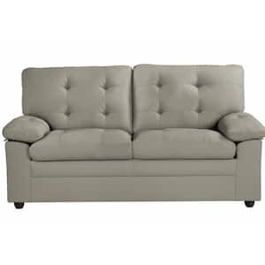 Grayson 70.5 in. Straight Arm Faux Leather Rectangle Sofa in. Grey