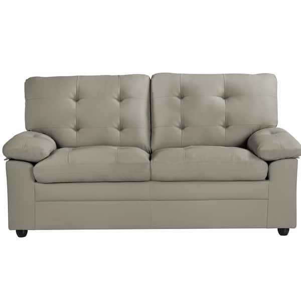 Dwell Home Inc Grayson 70.5 in. Straight Arm Faux Leather Rectangle Sofa in. Grey