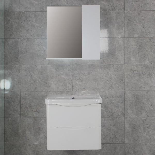 Mediterraneo Riga 24 in. W x 18 in. D Vanity in White with White Basin and Mirror