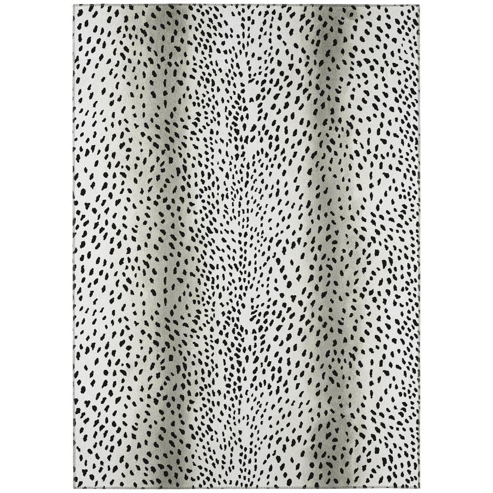 Safari Black 10 ft. x 14 ft. Indoor/Outdoor Washable Indoor/Outdoor Washabl