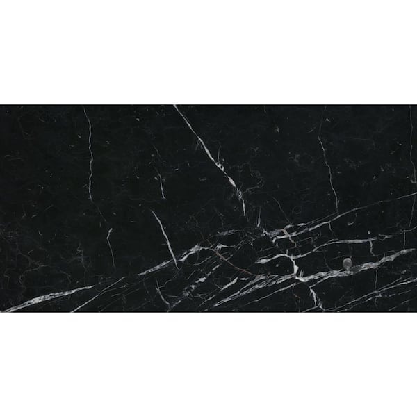 Marble Mrqb Marquina Black 12 in. x 24 in. Polished Marble Floor and Wall Tile (10.01 Sq. Ft./Case, 5-Pieces)