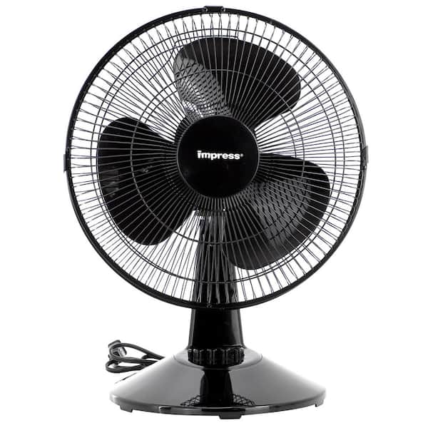 12 in. 3-Speed Oscillating Table Fan in Black