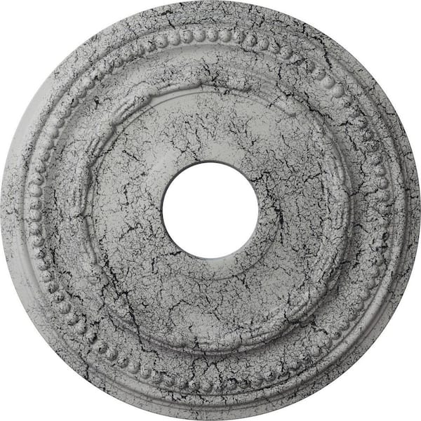 Ekena Millwork 1 in. x 15-3/8 in. x 15-3/8 in. Polyurethane Federal Ceiling Medallion, Ultra Pure White Crackle