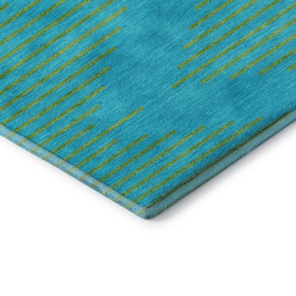 Mayfield Premium Machine Washable Abstract AMF1017 Aqua 10 ft. x 14 ft. Area Rug