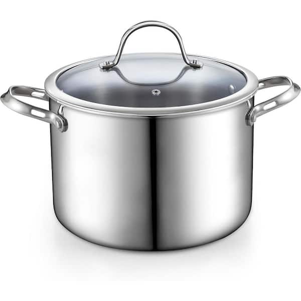 Cooks Standard 8 qt. Multi-Ply Clad Stainless Steel Stock Pot, Cooking Canning Pot with Lid, Silver