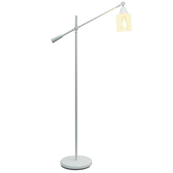56 In White Swing Arm Floor Lamp With Clear Glass Cylindrical Shade Lhf 5021 Wh The Home Depot 56 In White Swing Arm Floor Lamp With, Home Depot Swing Arm Floor Lamp
